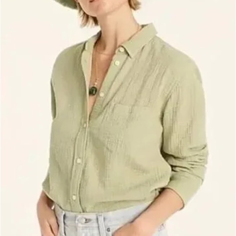 J. Crew Green Gauze button down